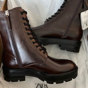 Zara brown combat boots